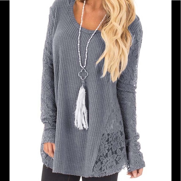 Tops - Beautiful sexy lace stitching knitted crochet top